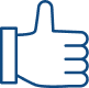 Icône pouce levé bleu, symbole d'approbation et de like.